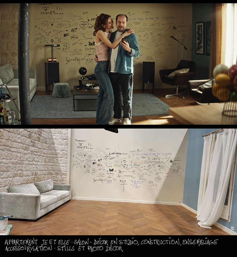 photo de l'installation du décor en studio et stills  pour bref 2 - épisode 1 - salon de l'appartement de je et elle - doria tillier - bref kyan