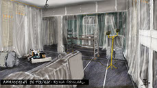 rough du décor du film vermines réalisé par sebastien vanicek - scénario florent bernard - appartement en travaux de Gilles